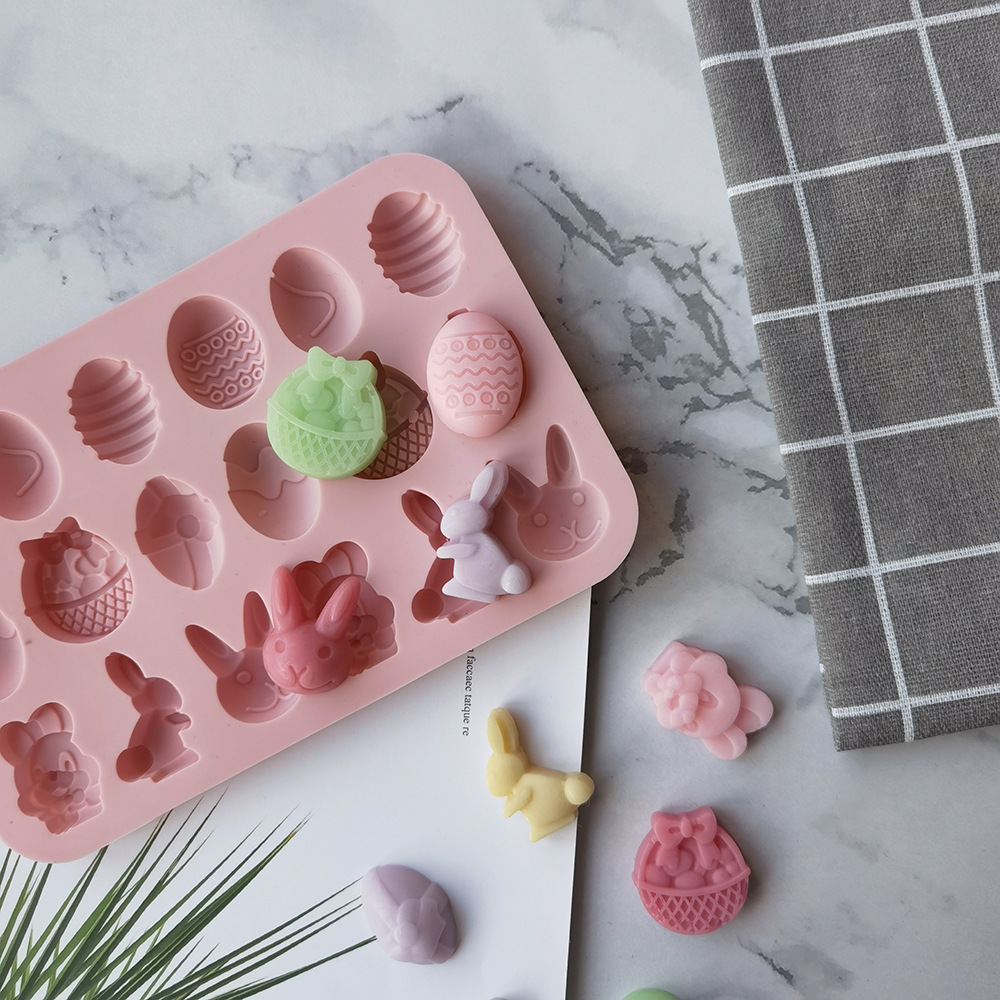 18-Piece Easter Egg Rabbit 185 Silicone Mold Cake Ice Cream Pudding Dessert Mold Soap Baking Utensils