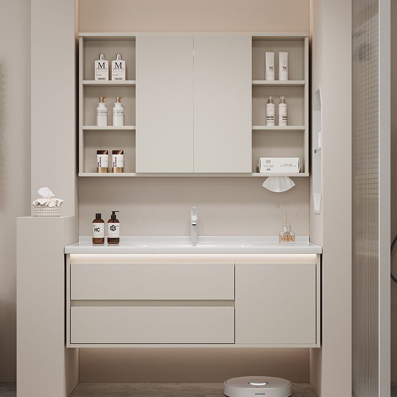 Cream Feng Shui 76 86 96 116 Non-Standard Washbasin Ceramic Integrated Bathroom Cabinet Set