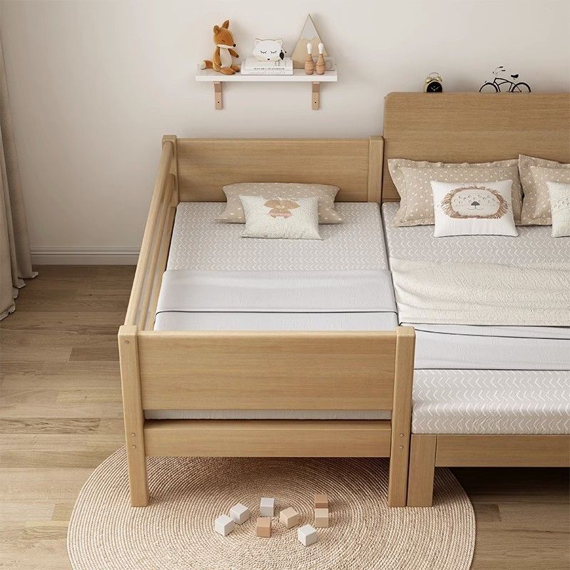 Walnut Wood Children's Bed Crib Solid Wood Crib Boy Girl Princess Bed Single Bed Children's Splicing Bed Factory
