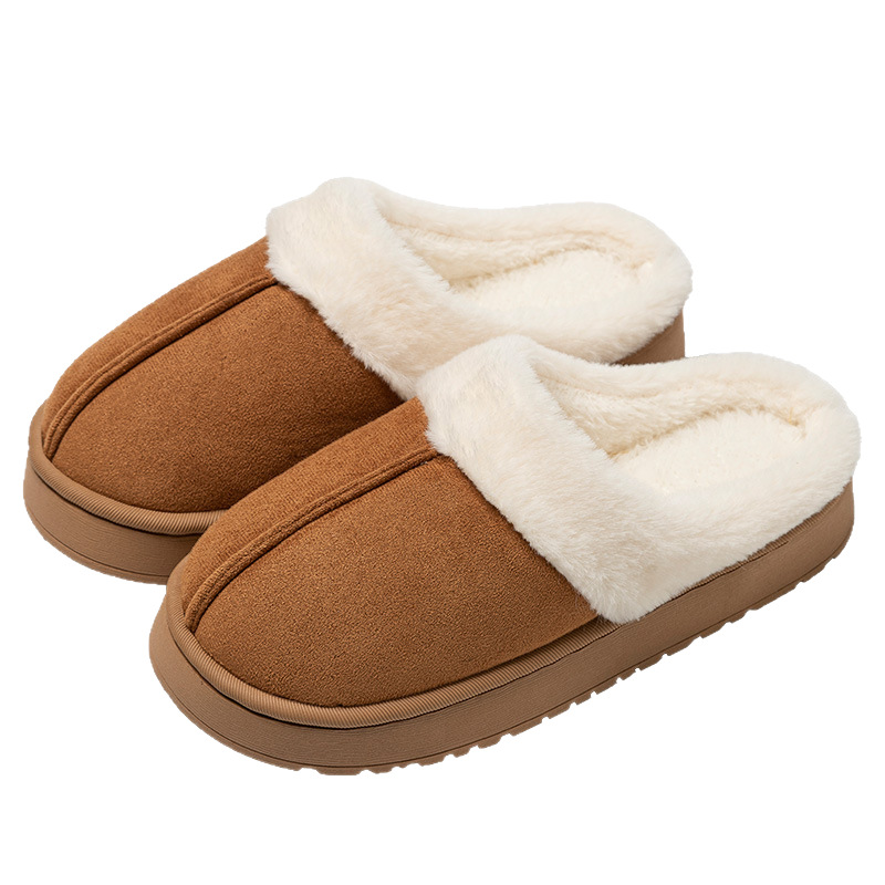 Advanced Sense Cotton Slippers Couple's Autumn and Winter Indoor Cotton Slippers Home Non-slip Thick Bottom Fur Plush Warm Couple Slippers