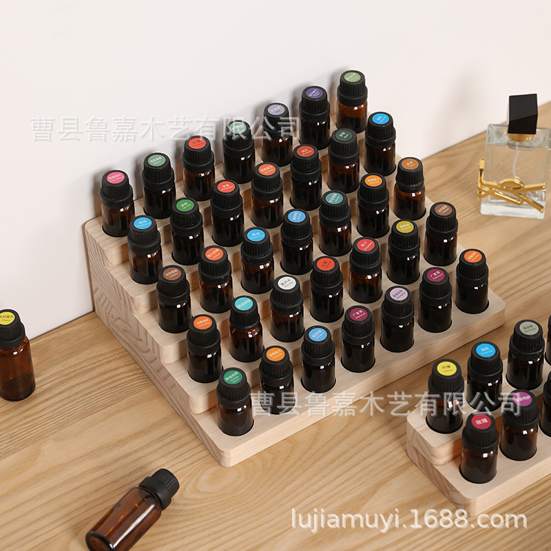 Spot Wooden Essential Oil Rack Multi-Layer Porous 10ml Essential Oil Storage Rack Organizer Display Rack Factory Direct Sale