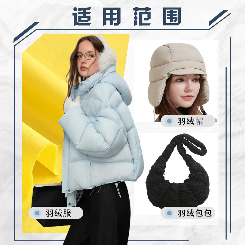 Customized down Jacket Fabric 15D Puff Gall-Free Anti-Down Lightweight Water-Repellent Ski Hat down Bag Fabric