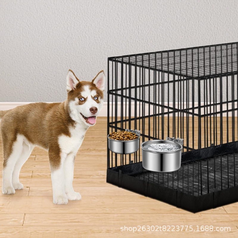 Stainless Steel Feeder and Water Dispenser for Dogs and Cats, Increased Capacity, Anti-Knock over Dog Bowl, Heightened and Thickened Version