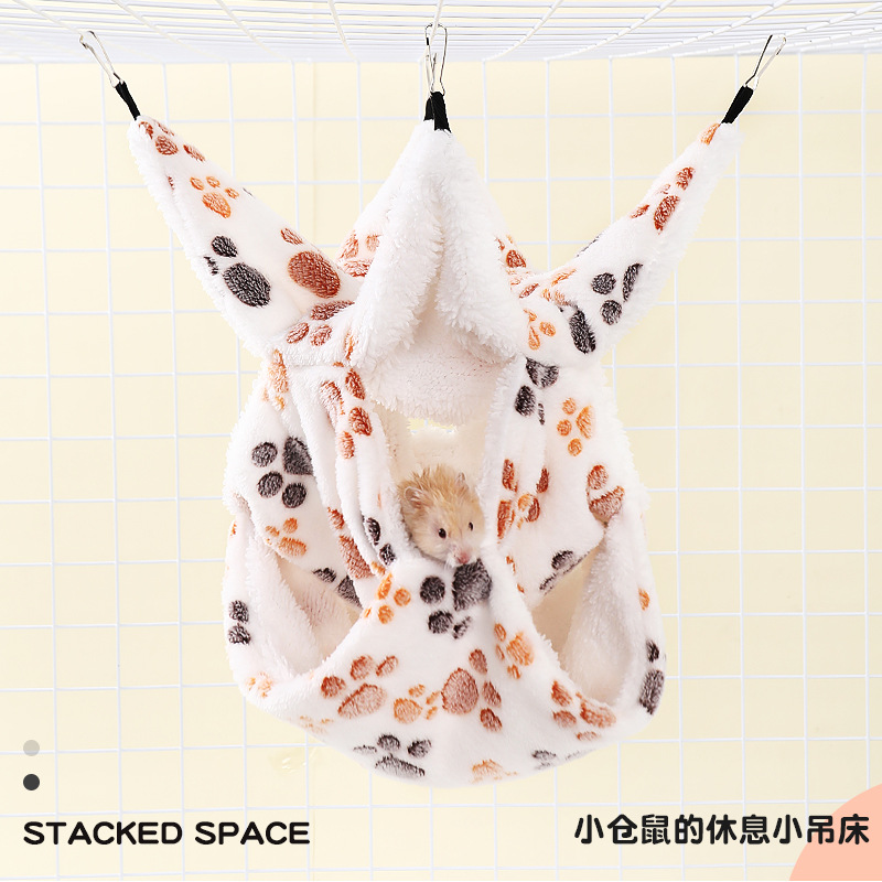 Гамак для хомяков, теплый двойной слой для сахарных летяг, висячий спальный мешок для белок, домашний фланель