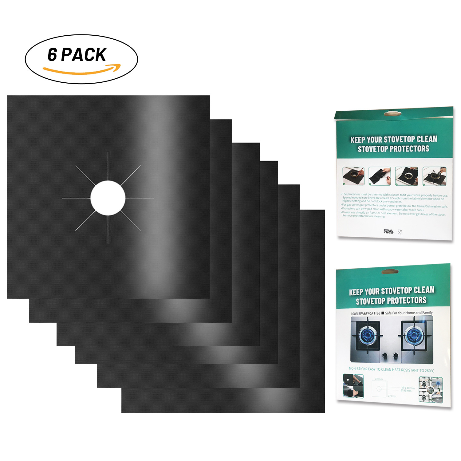 Защитный коврик для газовой плиты 27*27 см из тефлона черный термостойкий маслоотталкивающий washable