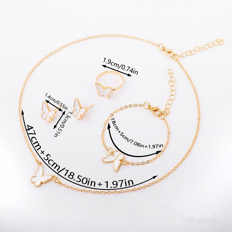 European and American Fashion Butterfly Drip Glaze Necklace Exquisite Versatile Niche Temperament High-End Clavicle Chain Jewelry 4-Piece Set