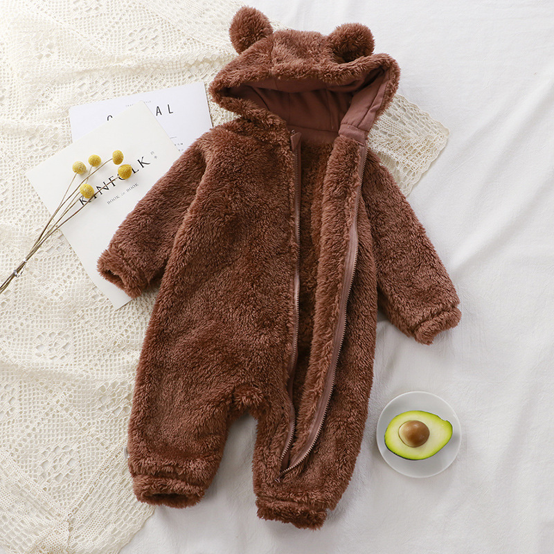 Baby Jumpsuit, Winter Outer Coverall, Kidsren's Pajamas, Bear Harem, Newborn Warm Crawling Suit, Baby Plush