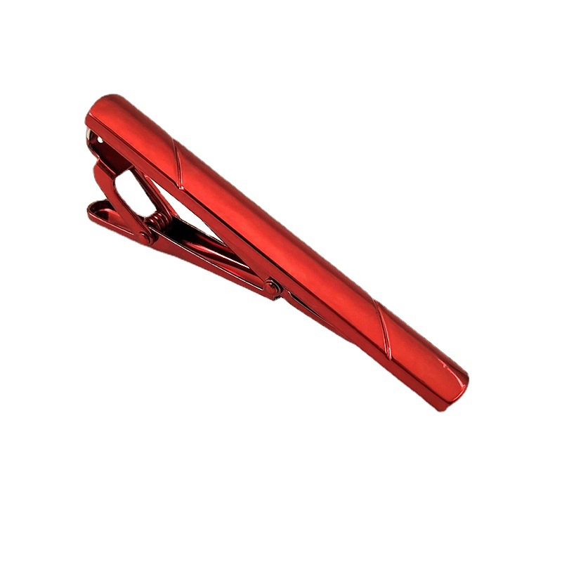 Summer set red clip color tie clip metal simple men's silver accessories tie clip business