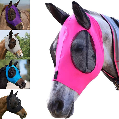 2021 New Amazon breathable horse mask anti-mosquito anti-insect anti-fly mask equestrian supplies factory support delivery