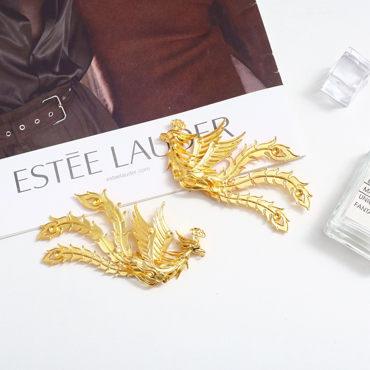 Chinese clothing back pressure antique handmade cloisonne phoenix headdress hair accessories Chinese clothing material accessories wholesale