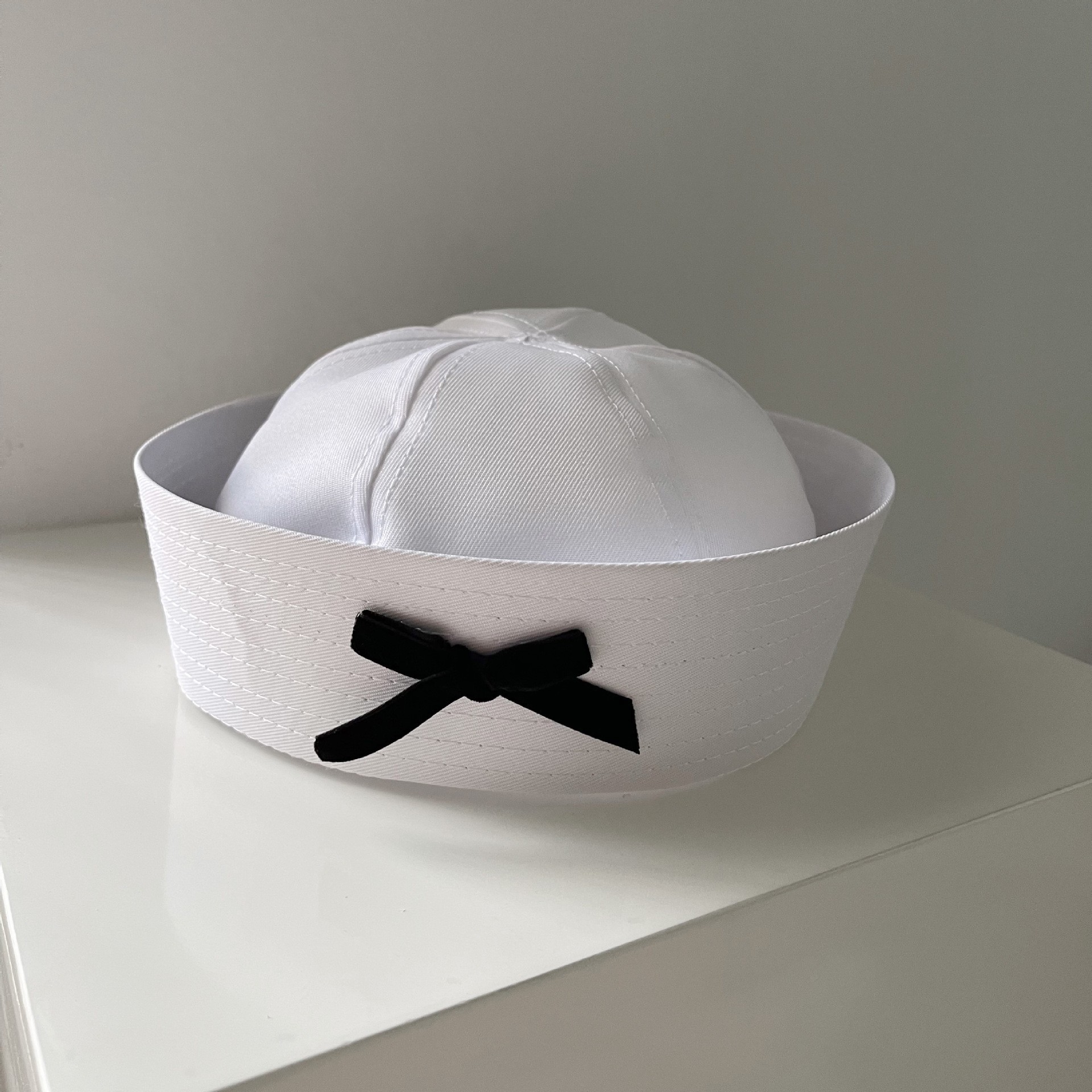 White Sailor Hat Dome White Anchor Rolled Edge Captain Hat Halloween Solid Color Hat Melon Cap Sailor Hat
