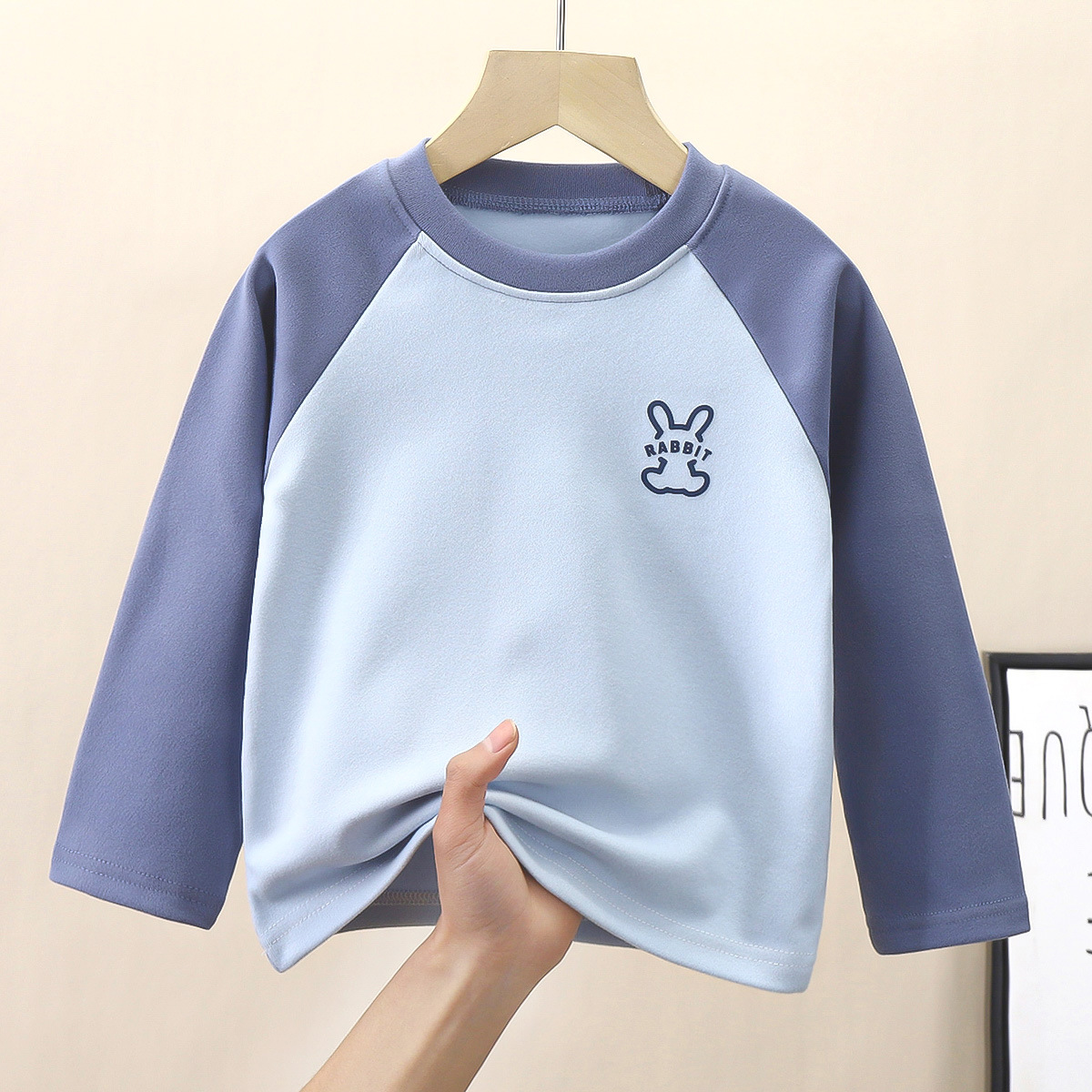 Children's De velvet top autumn and winter new long-sleeved bottoming boys and girls solid color autumn clothes medium and big children's thermal underwear T-shirt