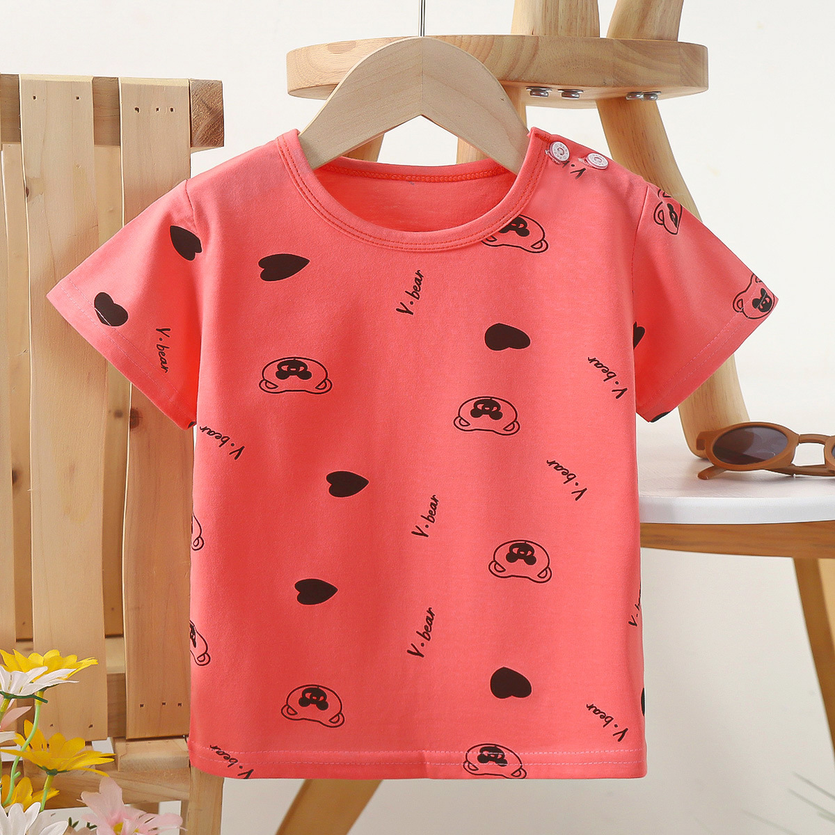 Children's Short-Sleeved Pure Cotton Summer New 2025 Baby Boy T-Shirt Cartoon Girls Short-Sleeved Korean Style Single Top Kidsren's Clothing