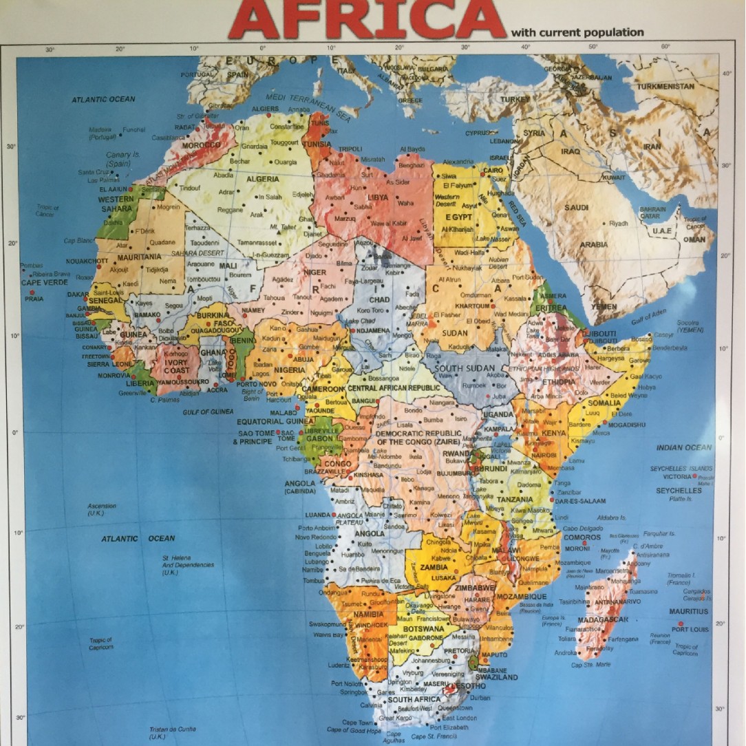 Оптовая продажа покрытой бумаги двойной покрытия водонепроницаемая карта Африки