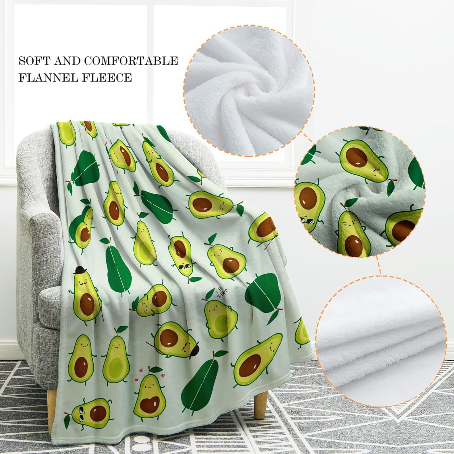 Cross-Border Avocado Print Flannel Plush Cute Fruit Blanket Four-Season Universal Bed Sheetss Bedspread Picnic Blanket