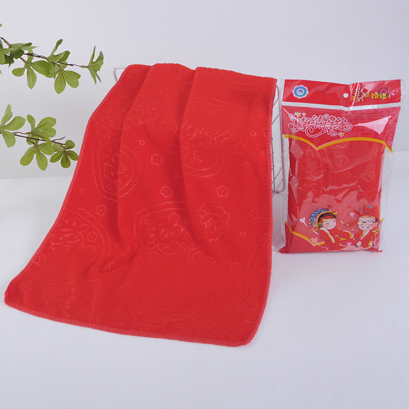 Wedding wedding gift Red Wedding towel pink towel embroidered gift bag 35.75 large towel