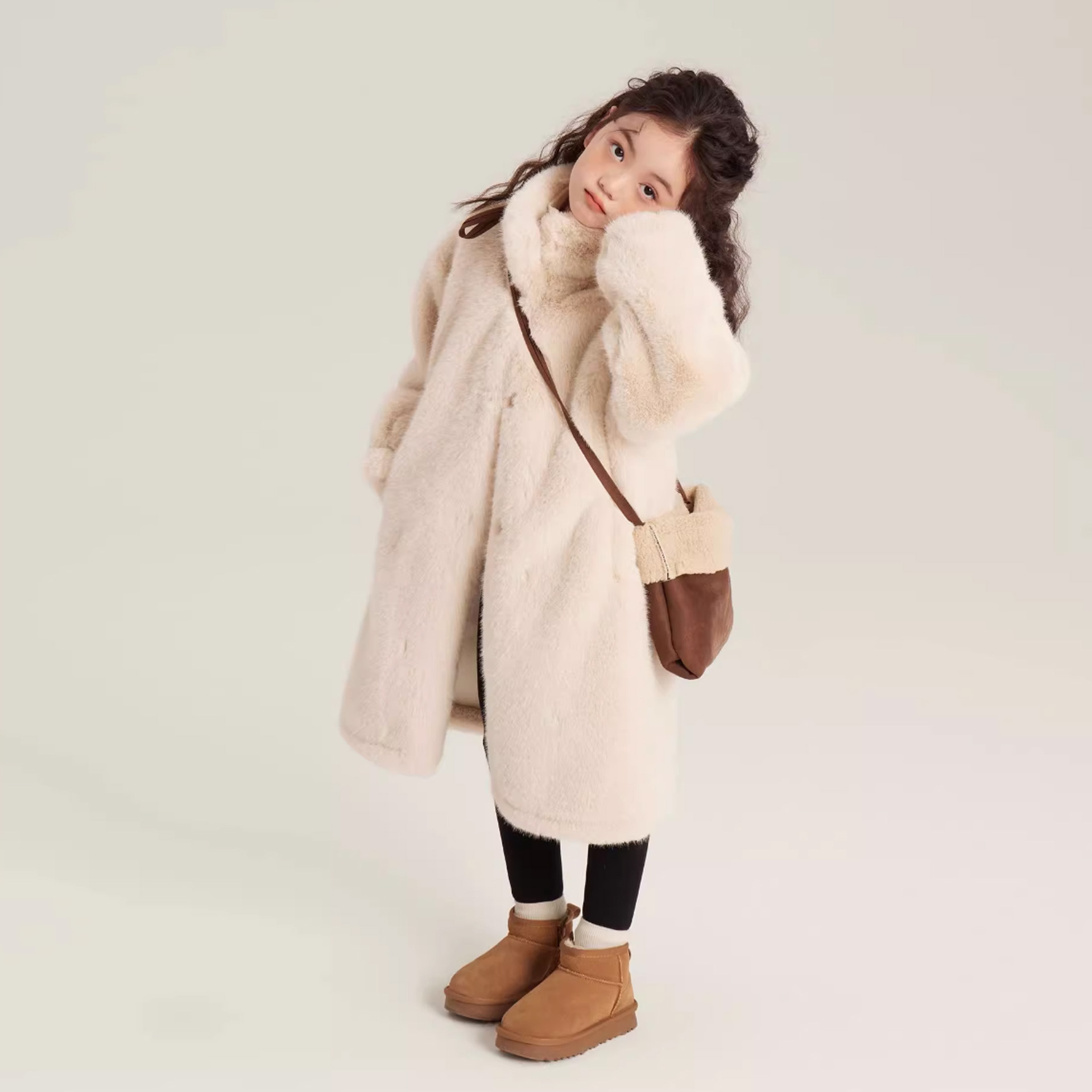 2025 New Girls Winter Imitation Mink Coat Children's Warm Winter Clothes Thickened Fur One-Piece Fur Coat