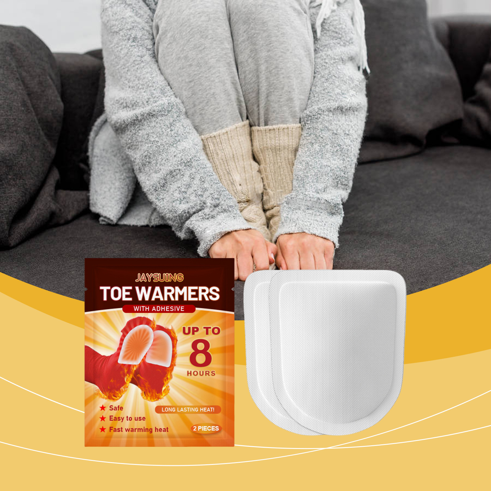 Патч для согрева ног Jaysuing, самонагревающийся, компактный, портативный, быстро нагревающийся