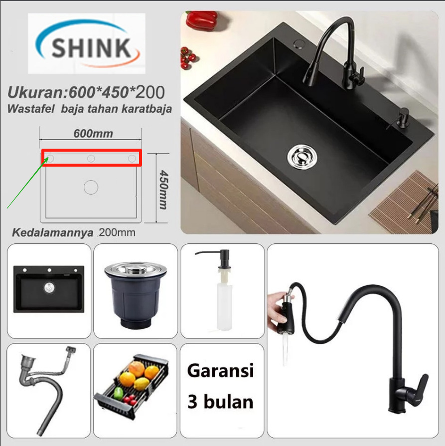 Black Pull-Out Hot and Cold Faucet Kitchen Sink Telescopic Rotatable Laundry Sink Household Faucet