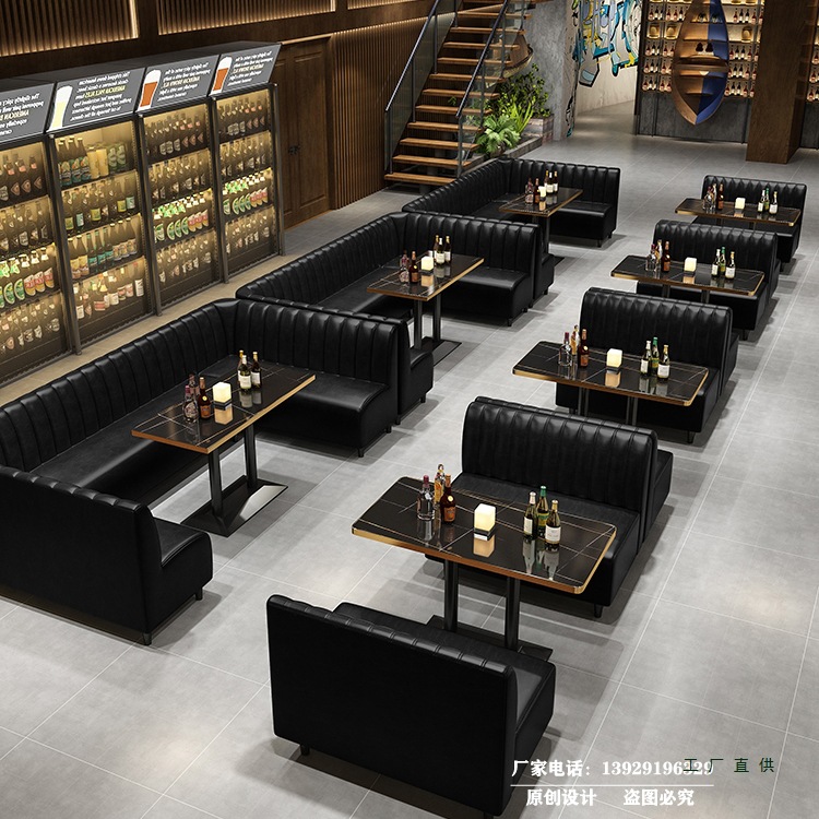 Bar Clear Bar Booth Table and Chair Combination Dessert Milk Tea Shop Cafe Western Restaurant Barbecue Hot Pot Restaurant Retro Sofa