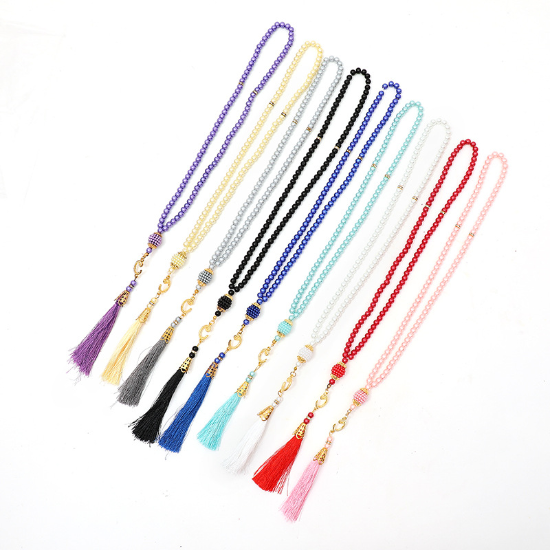 Muslim 99 6mm Imitation Pearl Cross-Border Islamic Rosary Bracelet Hand-Held Prayer Beads Factory Direct Sale