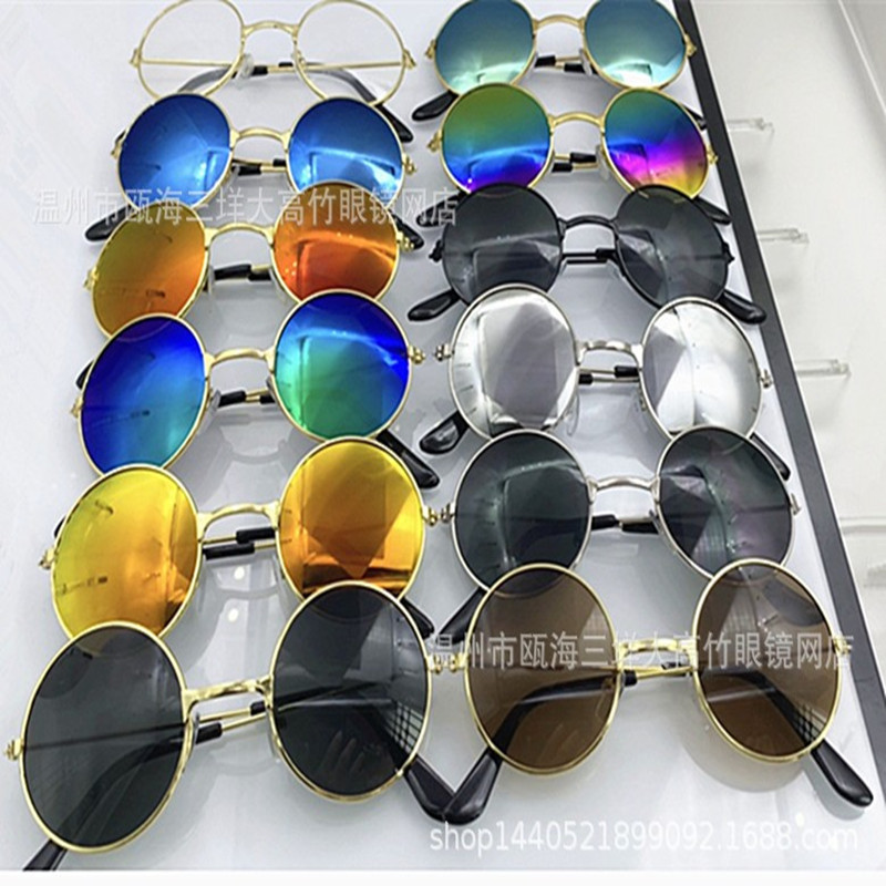 Детские круглые металлические очки 7001 цветные с отражающим эффектом для мальчиков и девочек винтажные