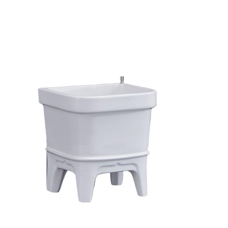 Small Ceramic Mop Sink for Balcony, Household Bathroom Square Automatic Drain