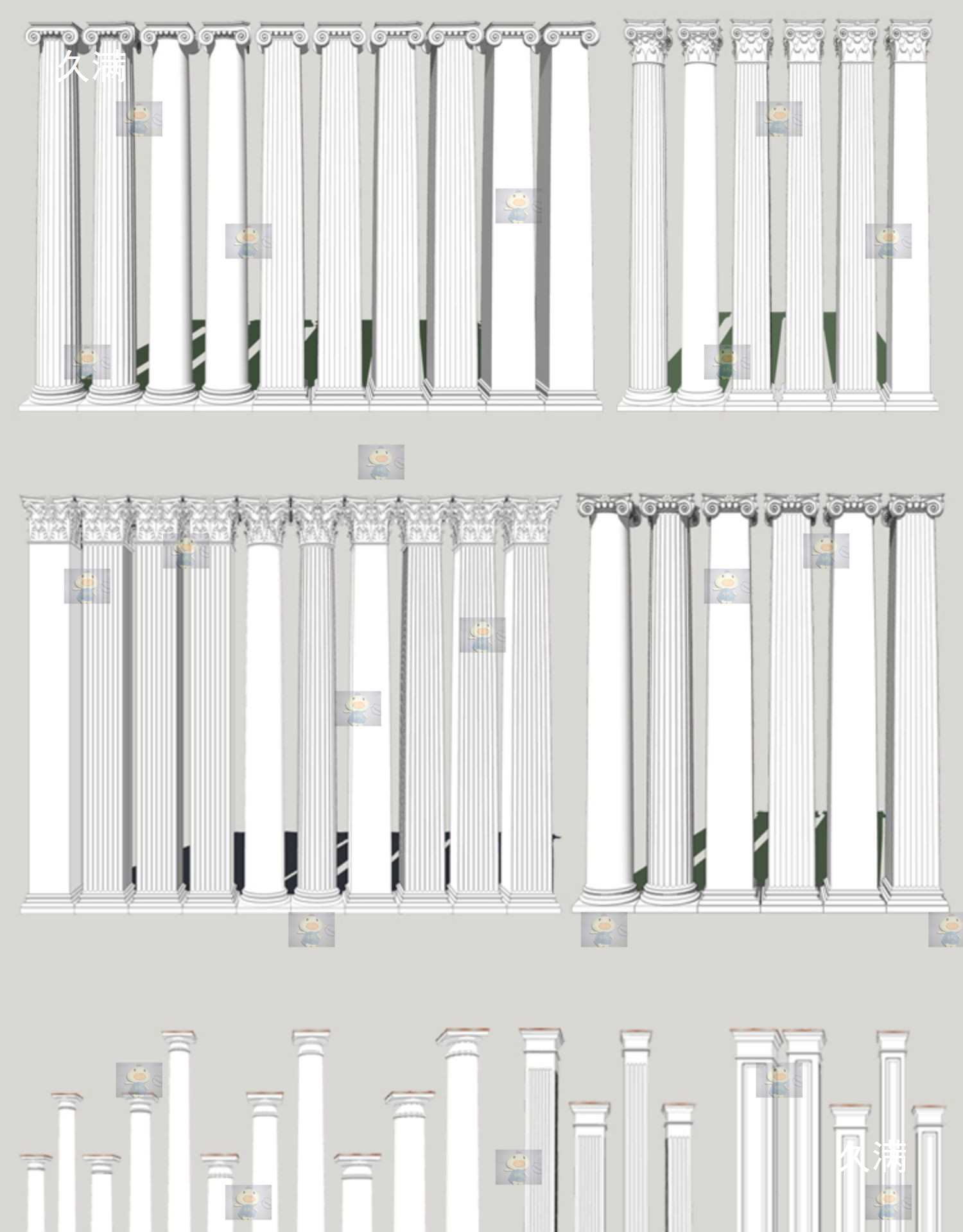 European-Style Plaster Roman Column Su Model Column Column Head Line Pillar Decoration Sketchup Sketchup Model
