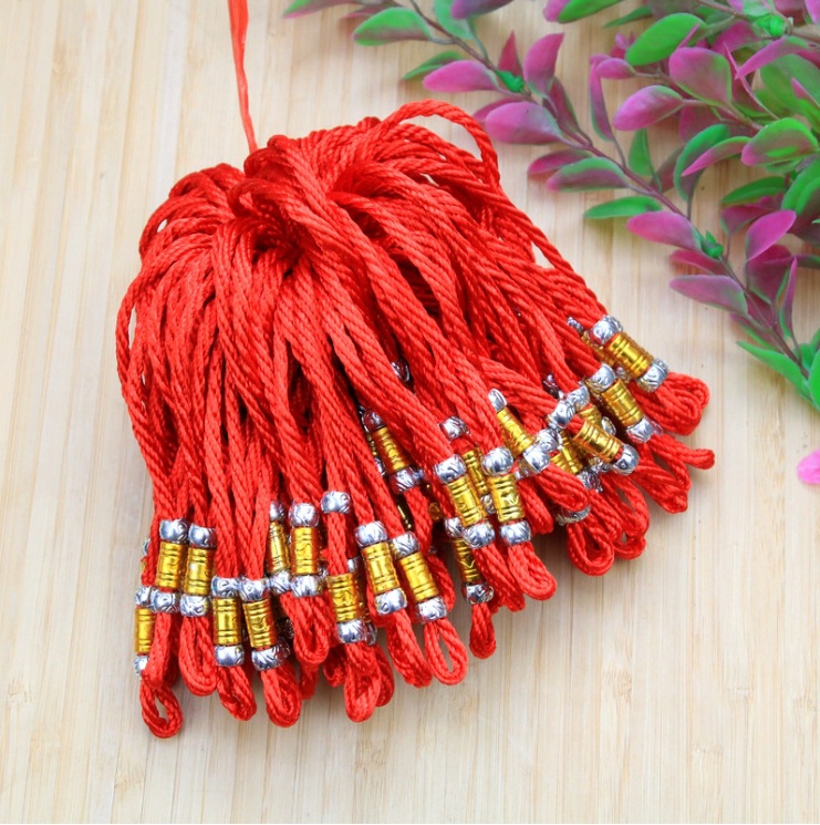 Wholesale boutique Chinese knot rope handle rope thick metal silver bead hanging head tassel spot novel workmanship good DIY