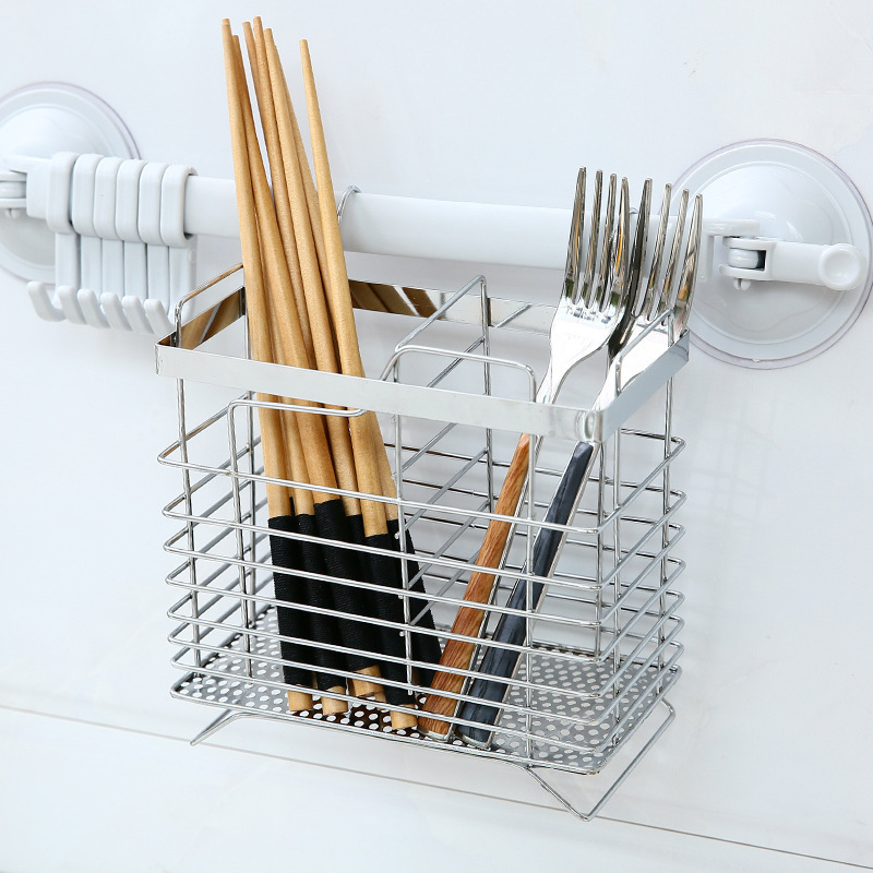 Chopsticks holder household chopsticks cage stainless steel chopsticks holder hanging drainer kitchen storage tableware cage chrome plated