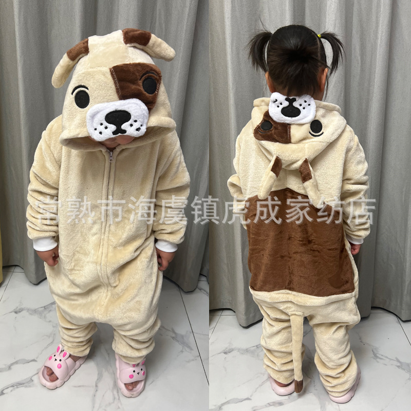 Новые зимние фланелевые пижамы с мультяшными героями, собака Чай, серый гиппопотам, бульдог, для детей и взрослых, однотонные пижамы