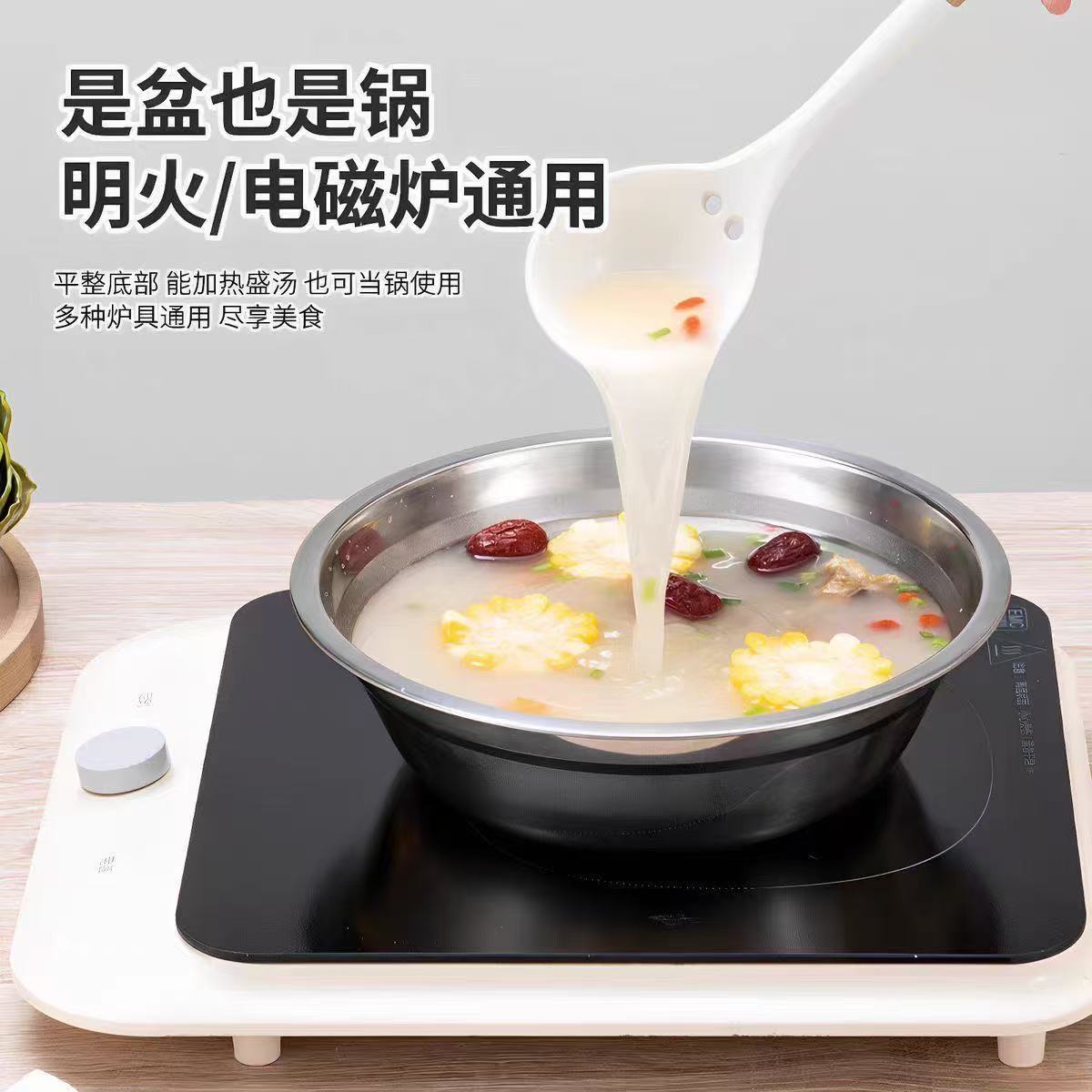 Stainless Steel Basin Kitchen Soup Bowl Thickened Soup Basin School Cafeteria Small Iron Basin Stainless Steel Bowl Stainless Steel Small Basin Commercial Use