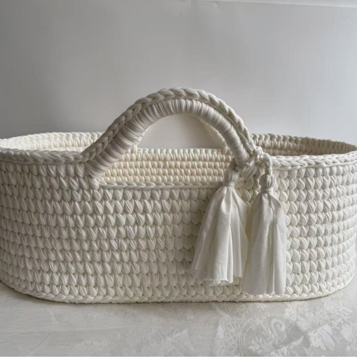 Diaper Table Crochet Knitted Baby Basket Portable Car-Mounted Baby Bed Newborn Sleeping Basket Diaper Basket