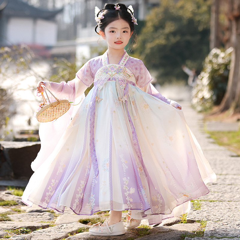 Hanfu Girl Mid-Autumn Festival 2025 New Ancient Style Dress for Girls, Chinese Style Tang Suit Children's Autumn Traditional Dress