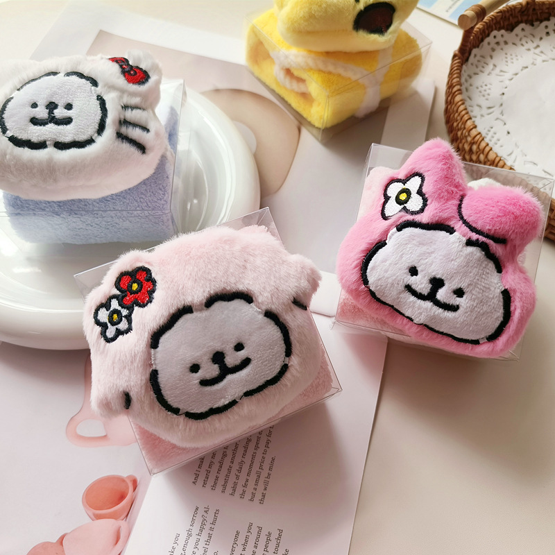 Cartoon Line White Dog Thickened Towel Towel Coral Fleece Towel Children's Face Towel Birthday Banquet Return Gift