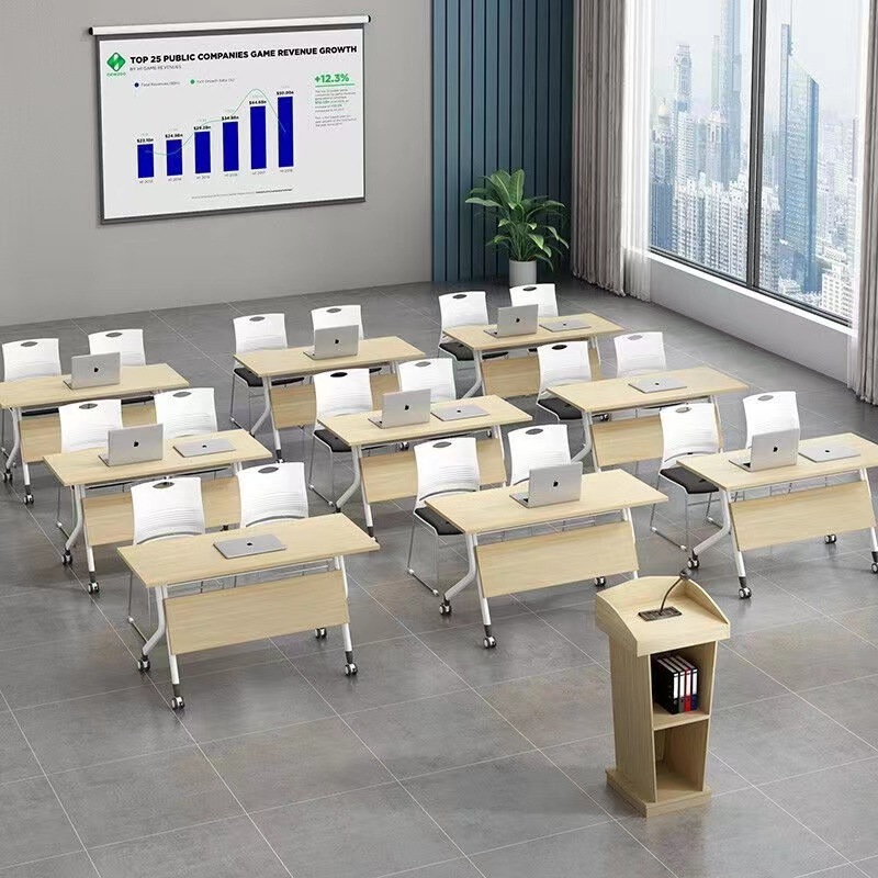 Movable Folding Training Table Thickened Plate Steel Frame Long Table Multi-Purpose Splicing Combination Conference Table and Chair Combination