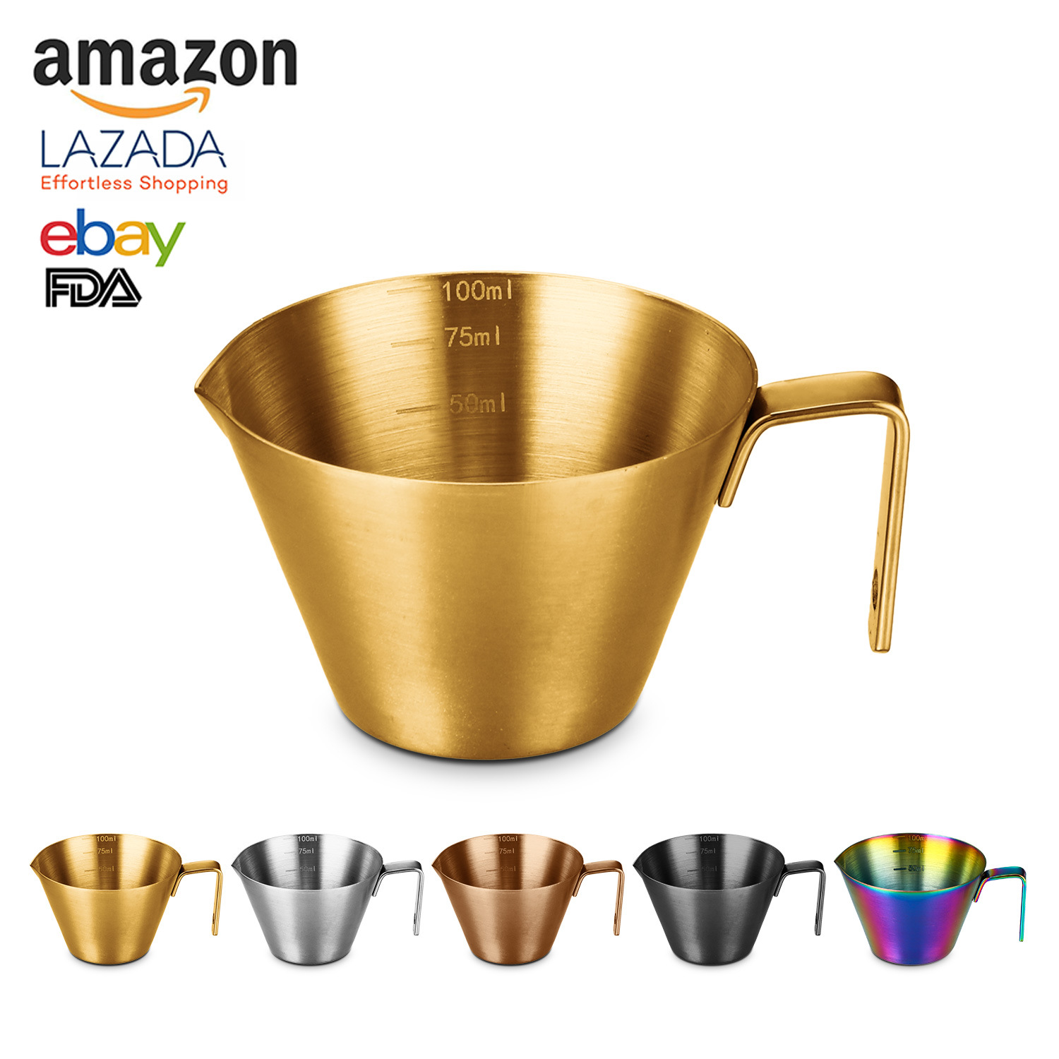 В наличии, чашка для экстракции кофе из нержавеющей стали 304 с шкалой, оптовая продажа