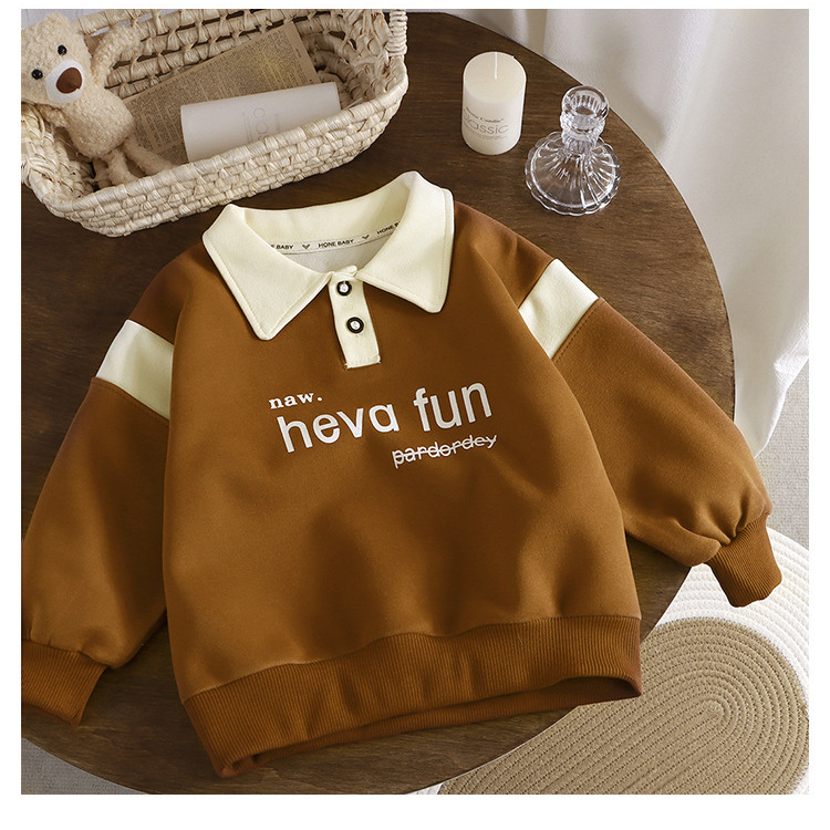 Boys' Korean version of sweater new lapel polo shirt children's spring and autumn loose long sleeve shirt children's casual top wholesale