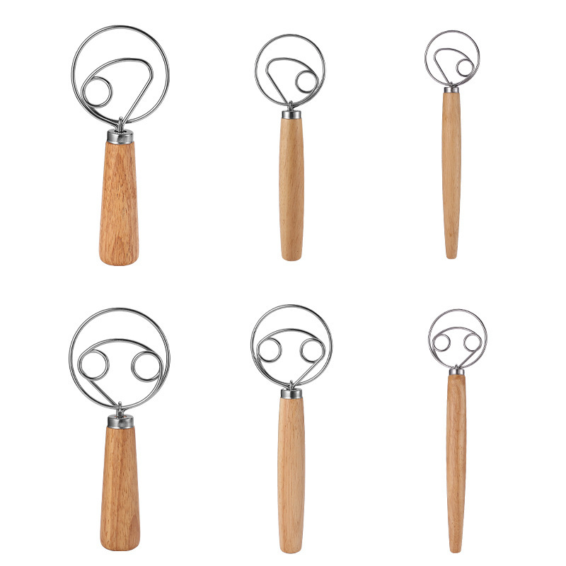84N in stock new egg beater flour beater dough mixer double ring single ring stirring rod 13 inch oak stirring