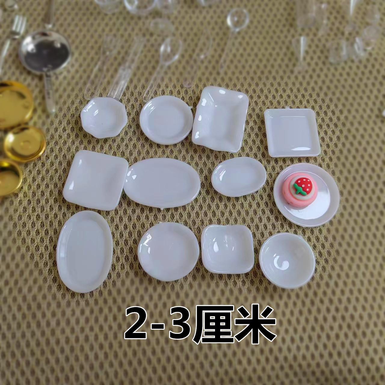 White Porcelain Plate Resin Play House Toy Kitchen Tray Mini Toy DIY Mini Plate Doll House Small Accessories