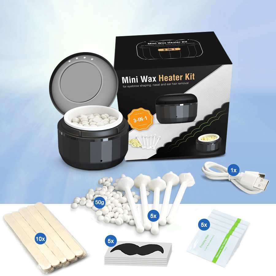 Мини-набор для удаления волос с воском, подходящий для носа и ушей, компактная и легкая восковая машина для удаления волос