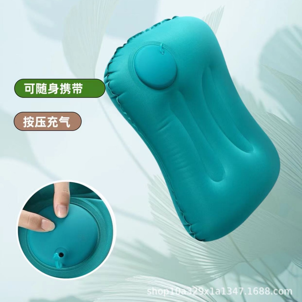 Travel Pillow Portable Folding Inflatable Pillow Adult Outdoor Sleeping Pillow Waist Cushion Office Pillow Lunch Break Sleeping Artifact