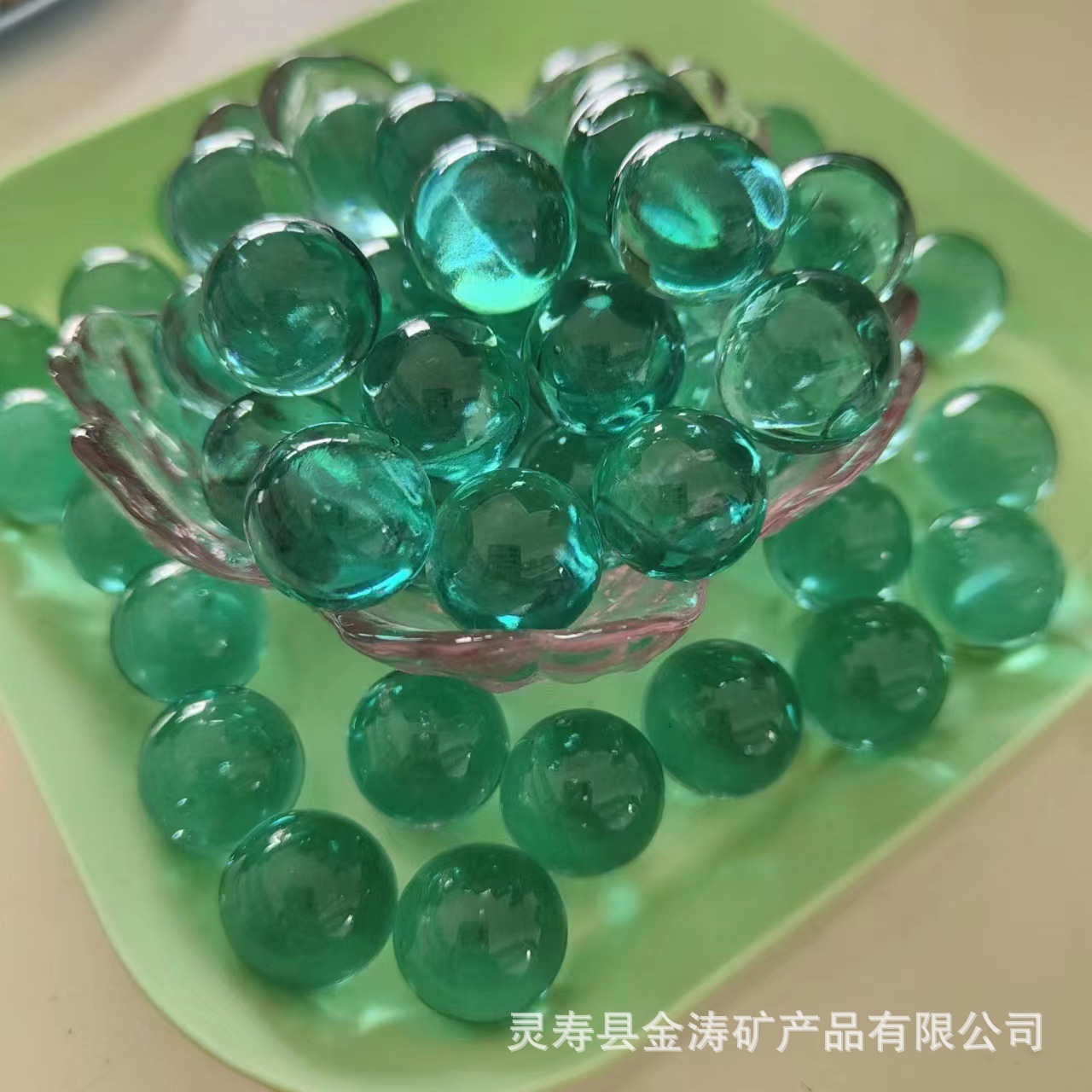 Factory wholesale green glass marbles children's game machine 14mm 19 mm25mm special glass beads
