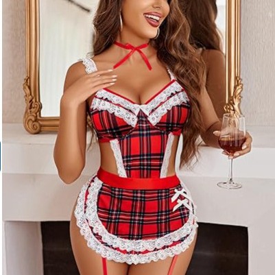 Cross-Border Supply Export Sexy Lingerie Sexy Women's Cut Out Backless Maid Maid Uniform Suit 0057