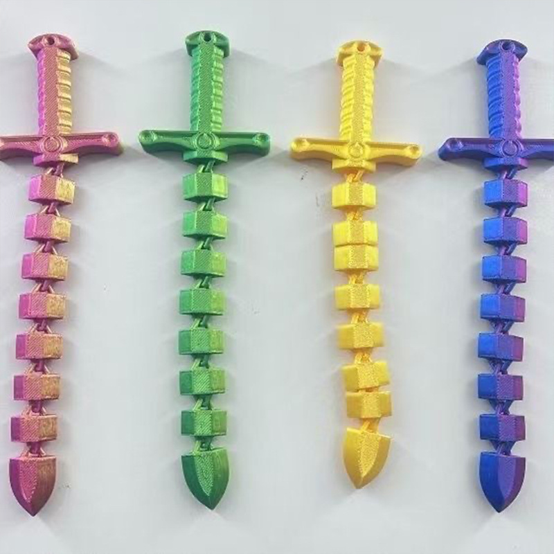 3D Soft Sword Printing Sword Whip Children's Toys Telescopic Weapons Deformed Toys Explosions Sword Decompression Stall Ornaments