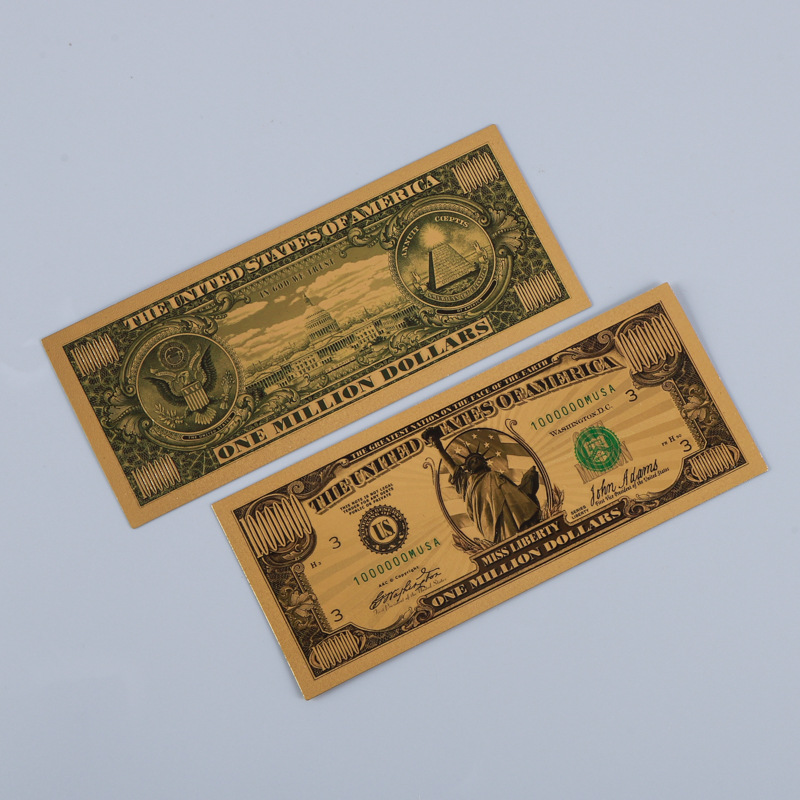 Gold Foil Commemorative Coin Pet Plastic Gold Foil Gold Banknote Lettering Colorful Double-Sided Colorful Printing 1000000 Yuan Commemorative Coin Customization