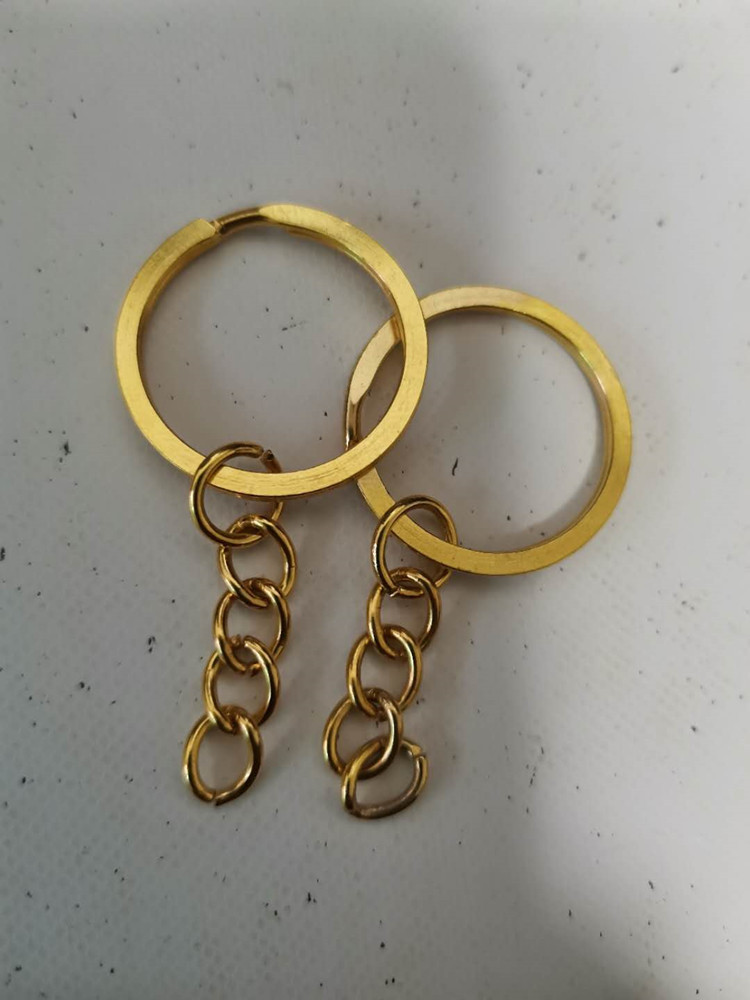 Key ring flat ring with chain imitation gold 1.8*25mm flat ring key ring with 4 chain