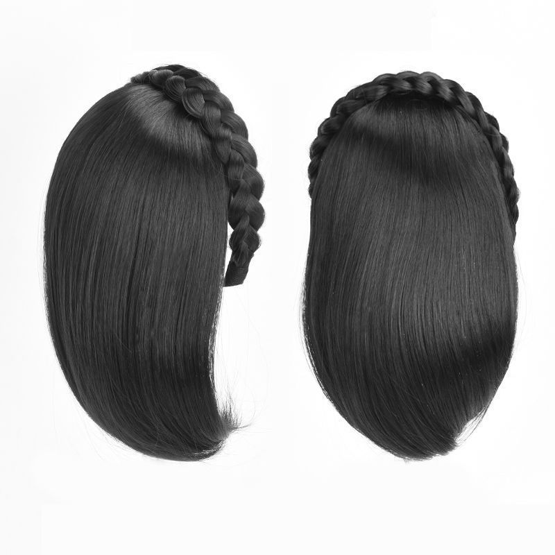 Twist braid hair band wig female one-piece half-head cover head hair replacement piece natural white hair cover hair replacement volume wig piece