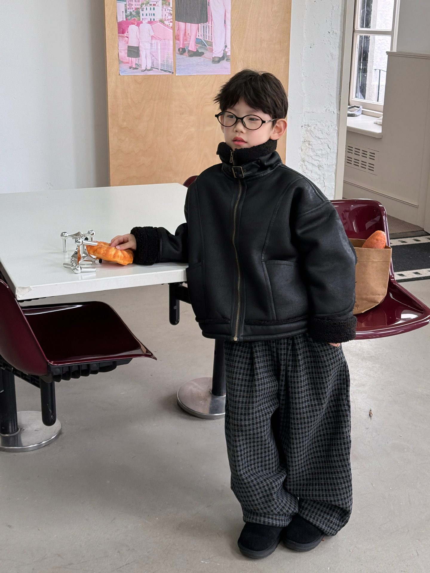 Tai Ru 2025 Winter New Korean Version Children's Fleece-Lined Thickened Fur Integrated Warm Jacket Boys' Top Retro