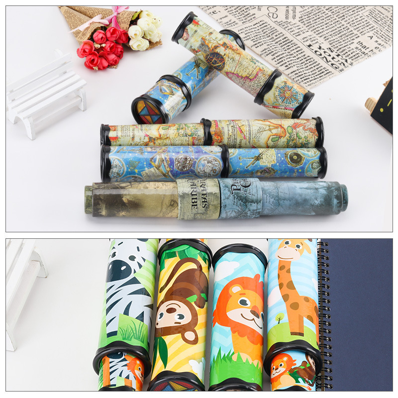 Large Rotating Kaleidoscope Magic Magic Variables Inner View Flower Tube with Paper Children's Kindergarten Toys